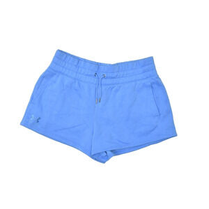 Under Armour Women's Blue Fleece Sweat Shorts Loose Fit Size L Cotton Blend